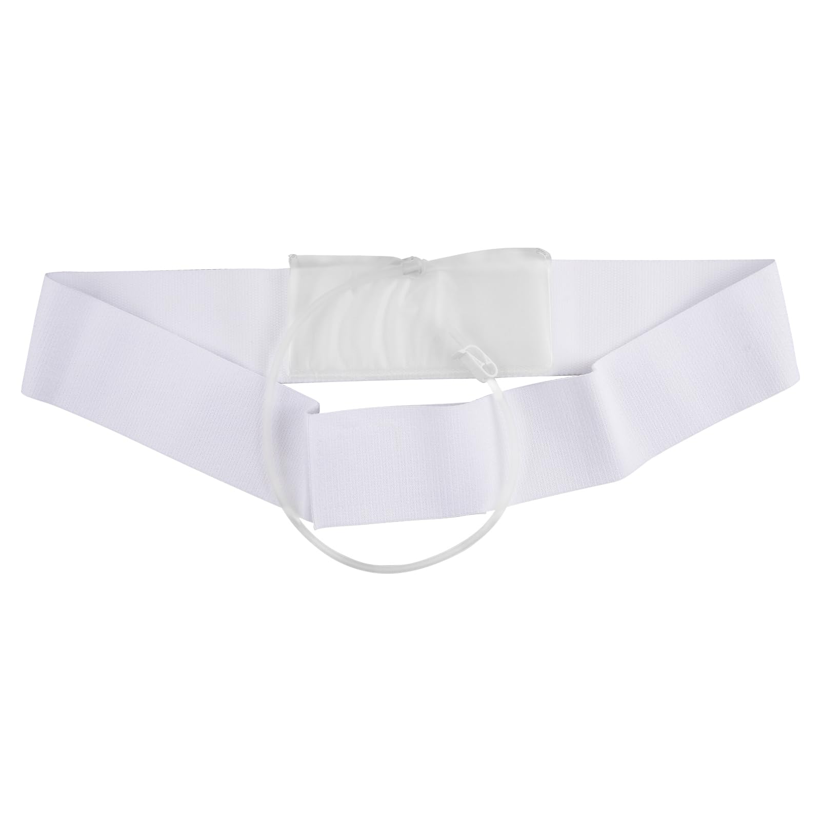 SHFGYG 35-inch concealed urine test belt in white front view, discreet under outfits