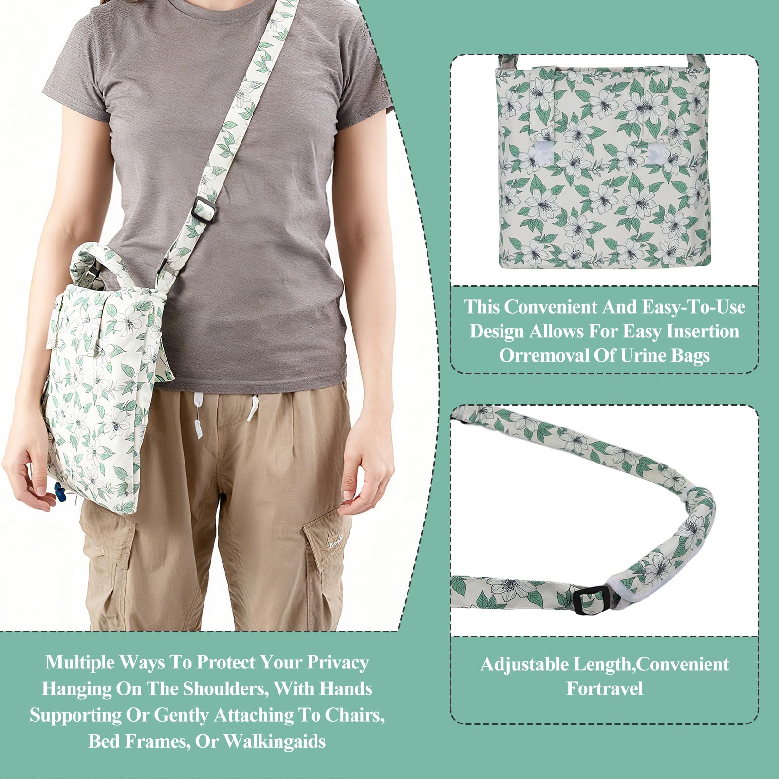 SHFGYG catheter bag holder in Jasmine prints adds personal style.
