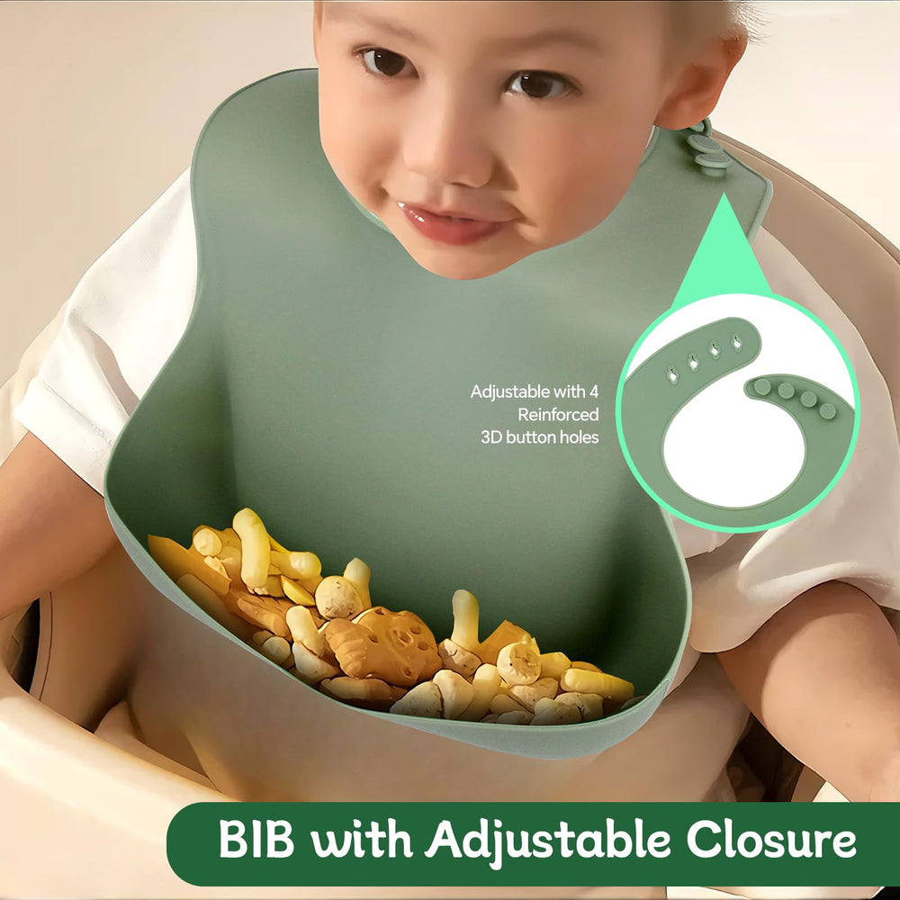 SHGMEET green silicone set supports baby-led weaning and independent eating.
