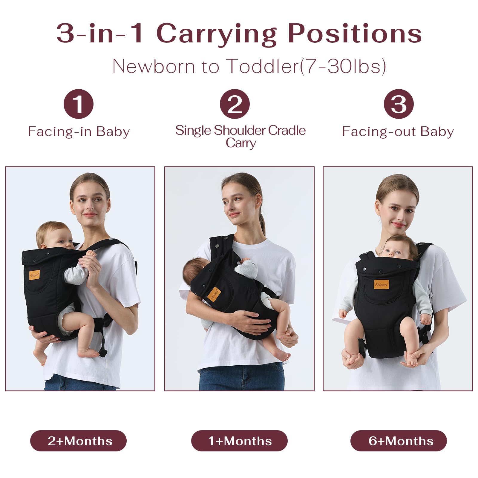 Shiaon baby carrier adjustable shoulder straps for a secure, custom fit during long carries.
