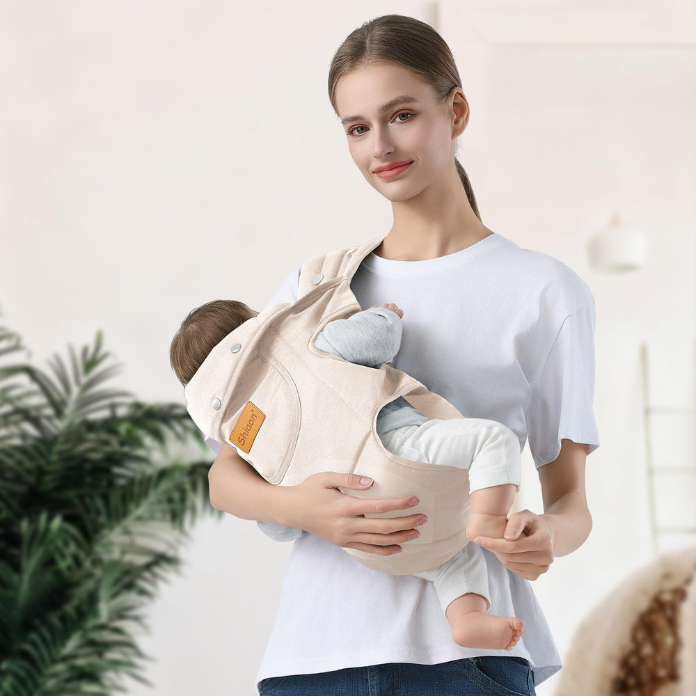 Shiaon baby carrier beige adjustable fit for postpartum and family use