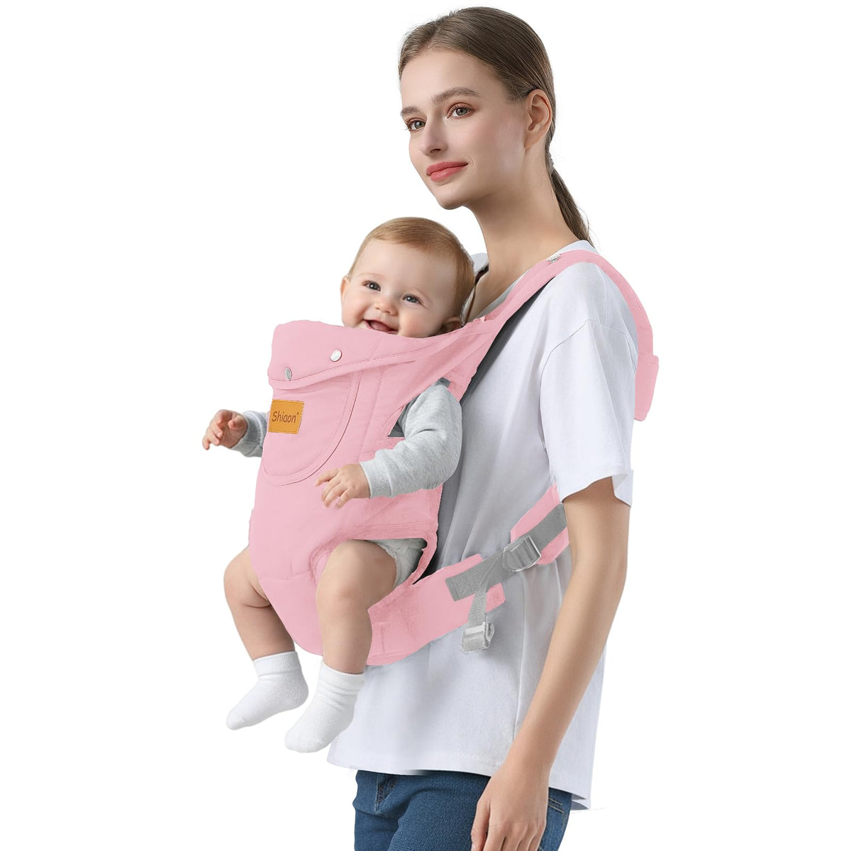Shiaon pink carrier front view showing soft, breathable fabric for comfortable carrying