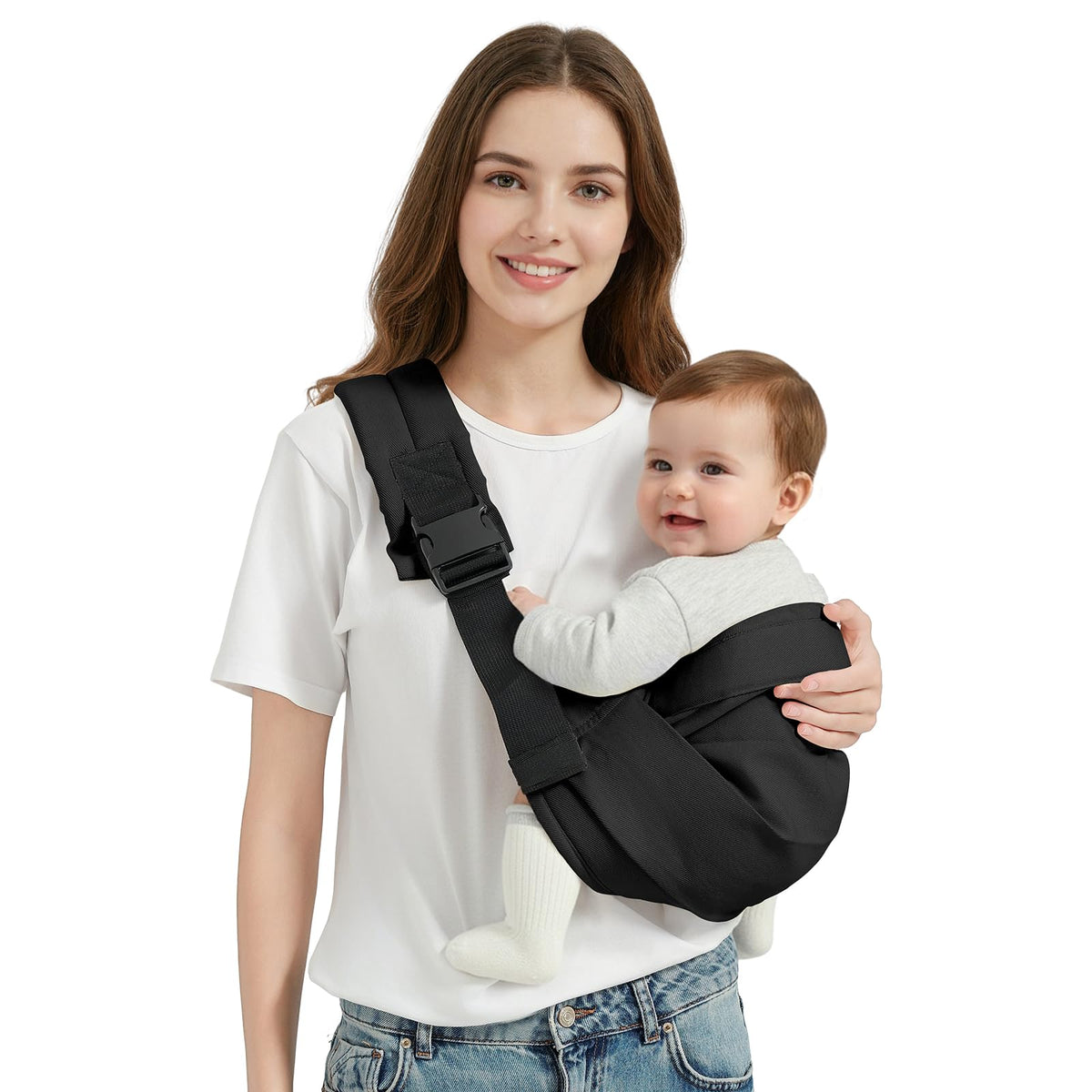 Shiaon Baby Sling Carrier with adjustable belts for a secure, comfortable fit.