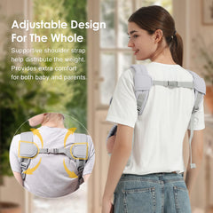 Shiaon M-position ergonomic design supports baby's hip alignment.