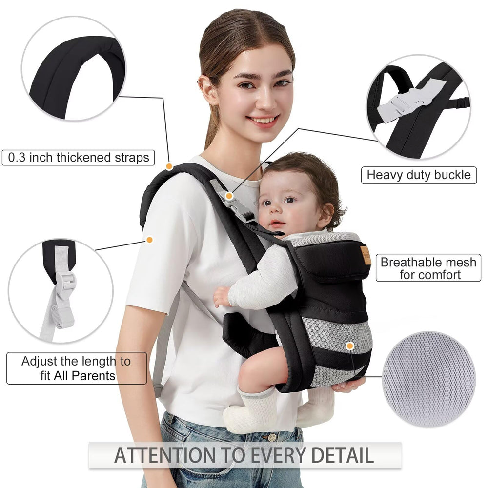 Shiaon toddler carrier with adjustable shoulder straps for secure support.