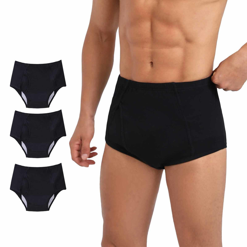 ShieldEase men's washable underwear with front fly for discreet daily wear.