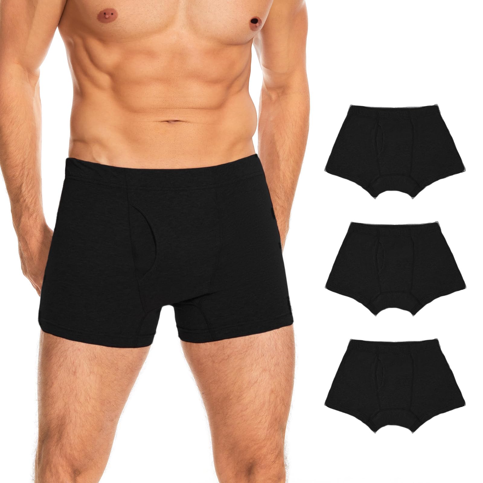 ShieldEase boxer front view with fly showing discreet daily protection