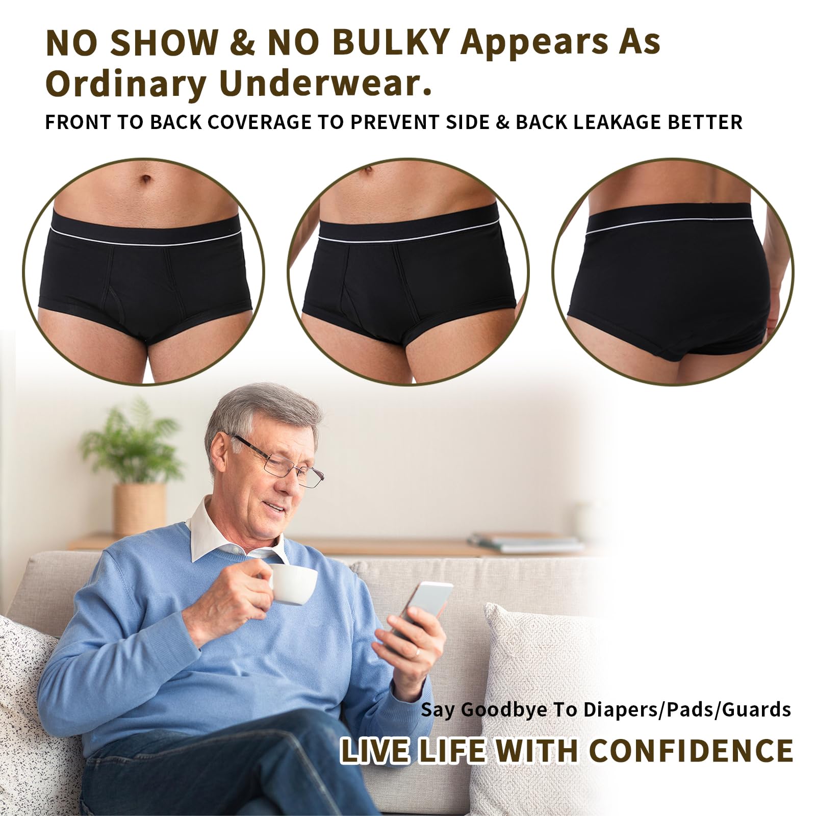 ShieldEase elastic waistband ensures a secure, flexible fit.