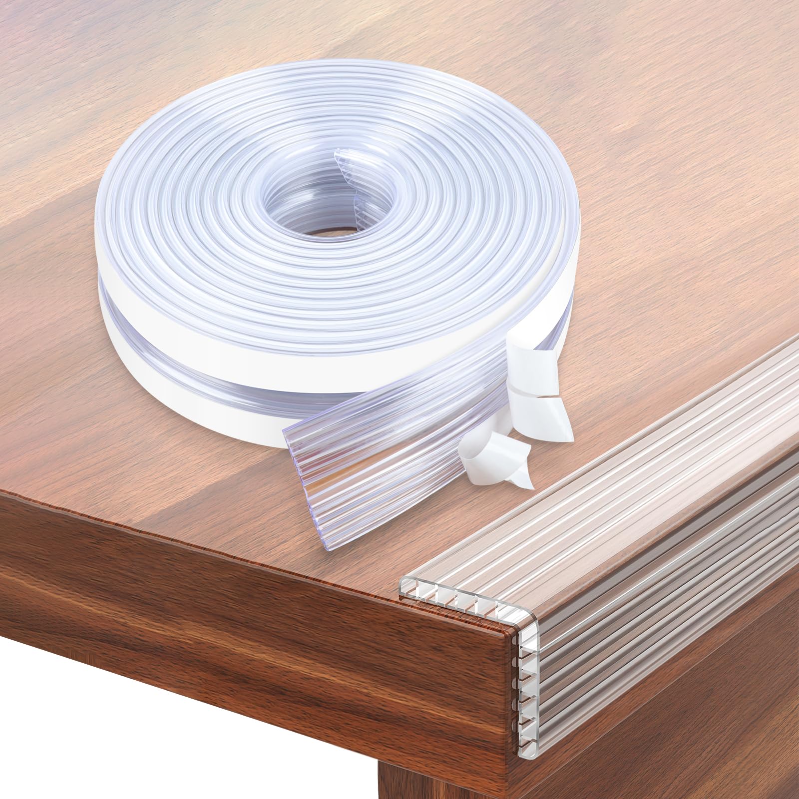 SHIISEWE baby-proofing corner guard on a clear protector for safer nursery furniture