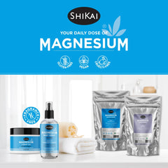 ShiKai magnesium body cream bottle with label details.