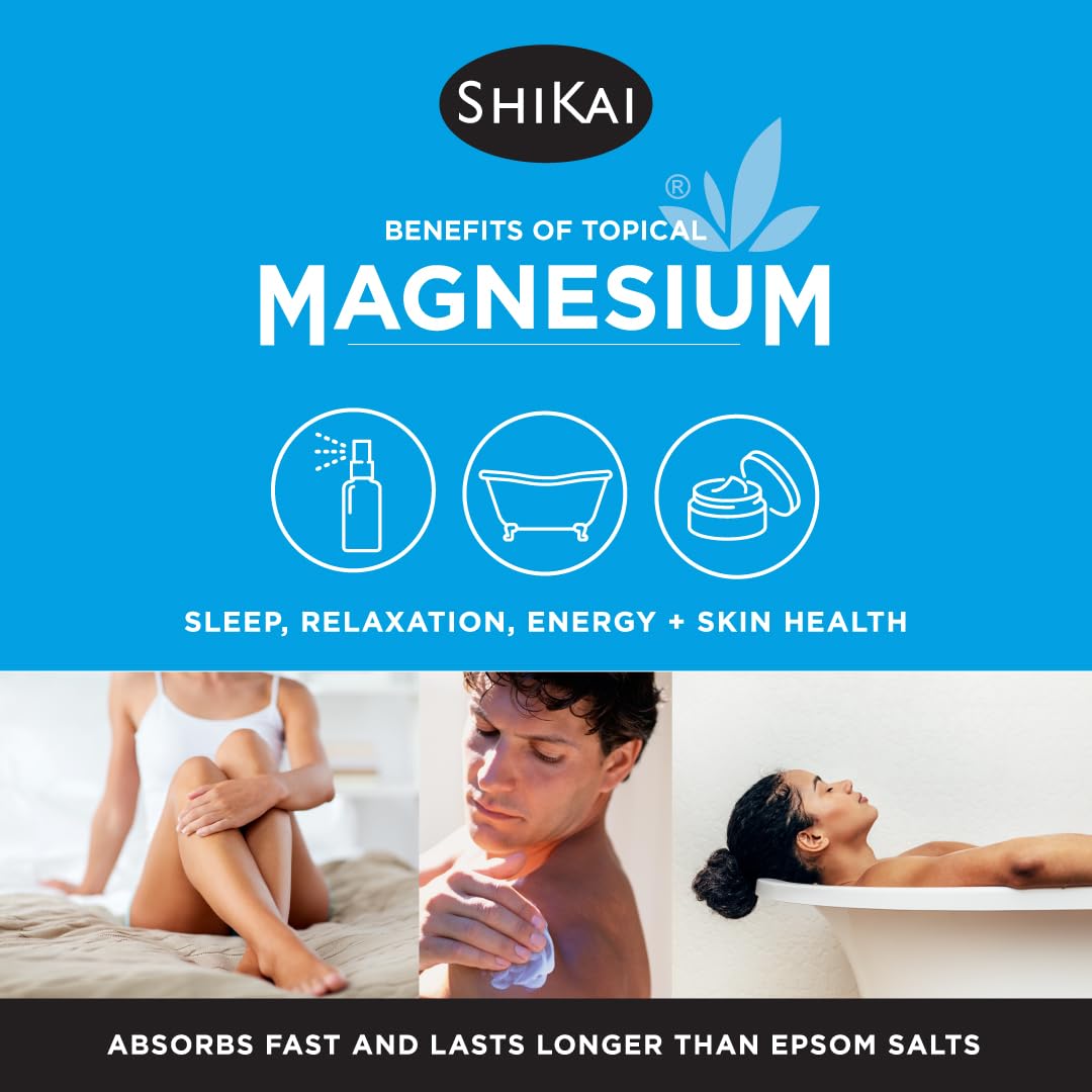 ShiKai magnesium body cream tube close-up showing rich texture.