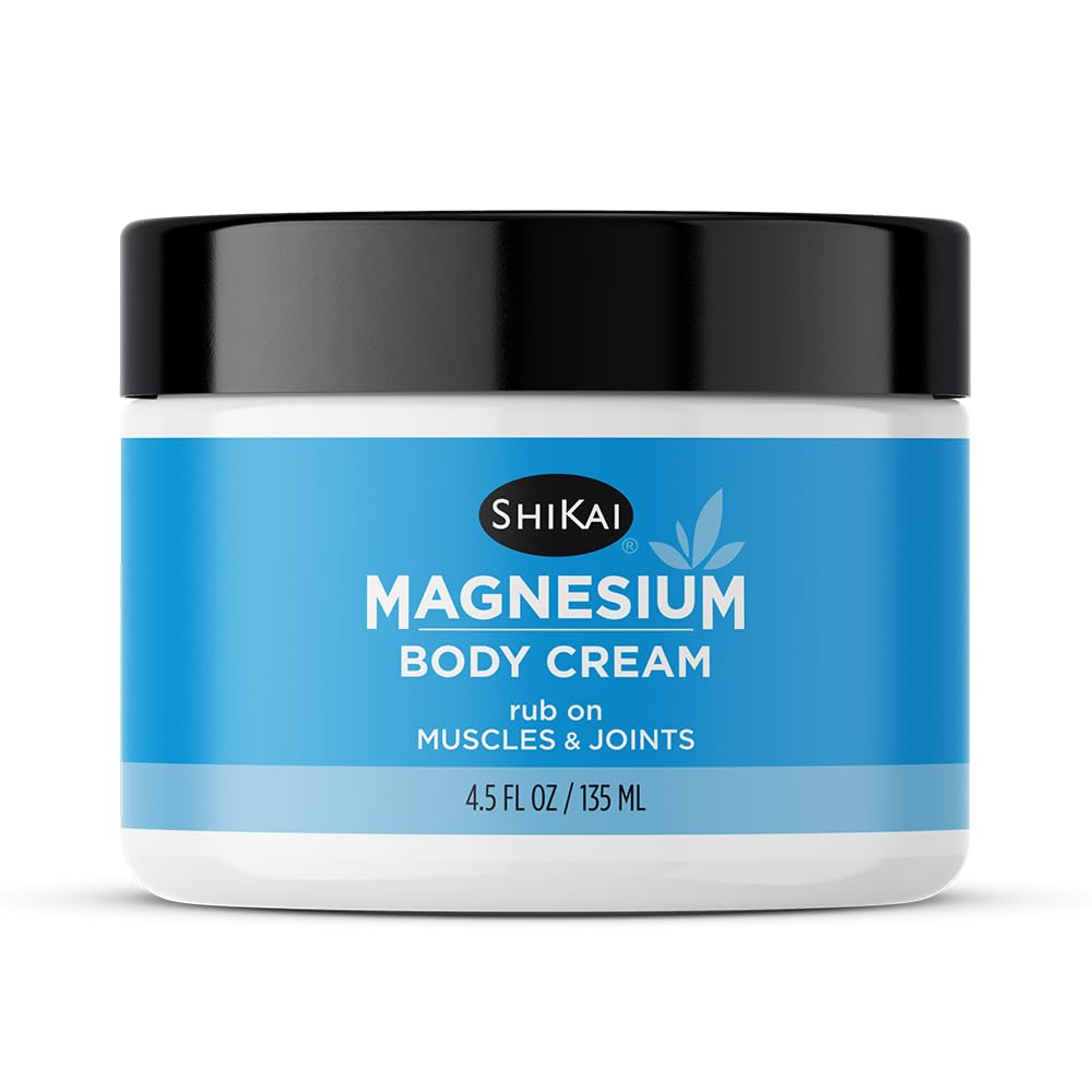ShiKai magnesium body cream jar highlighting moisturizing texture.