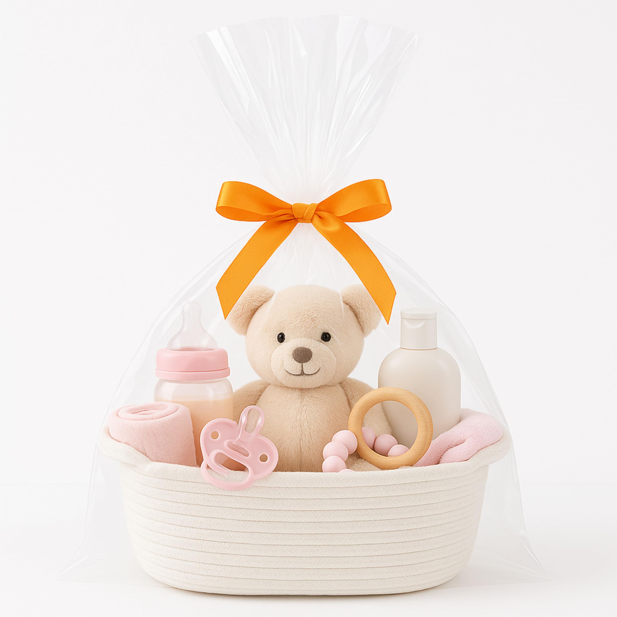 Shimmer Anna Shine baby toys neatly stored in open-top basket