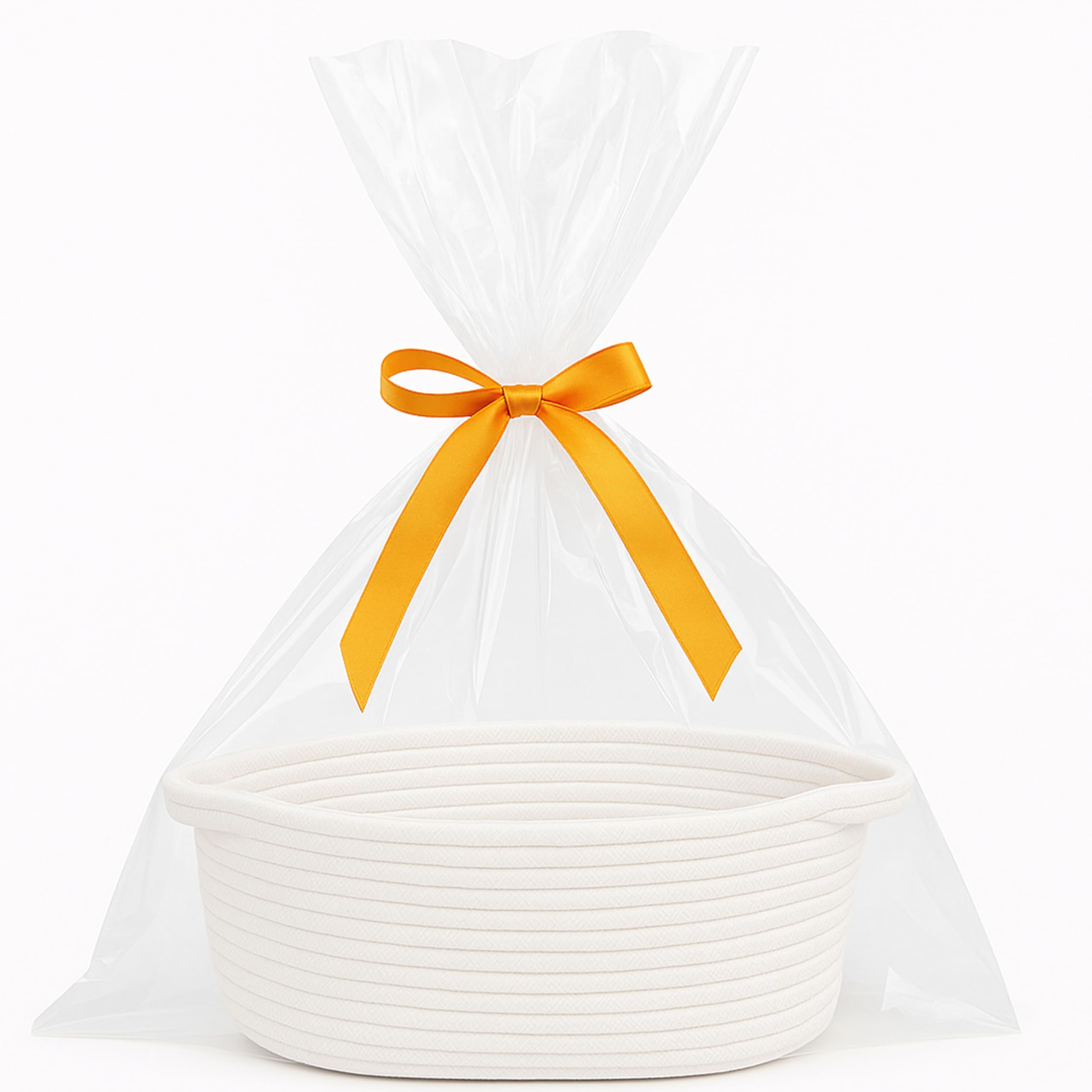 Shimmer Anna Shine small woven basket with gift bag and ribbon prepared for gifting