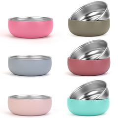 ShineMe stainless-steel kids bowls with color sleeves provide durable, kid-friendly dining
