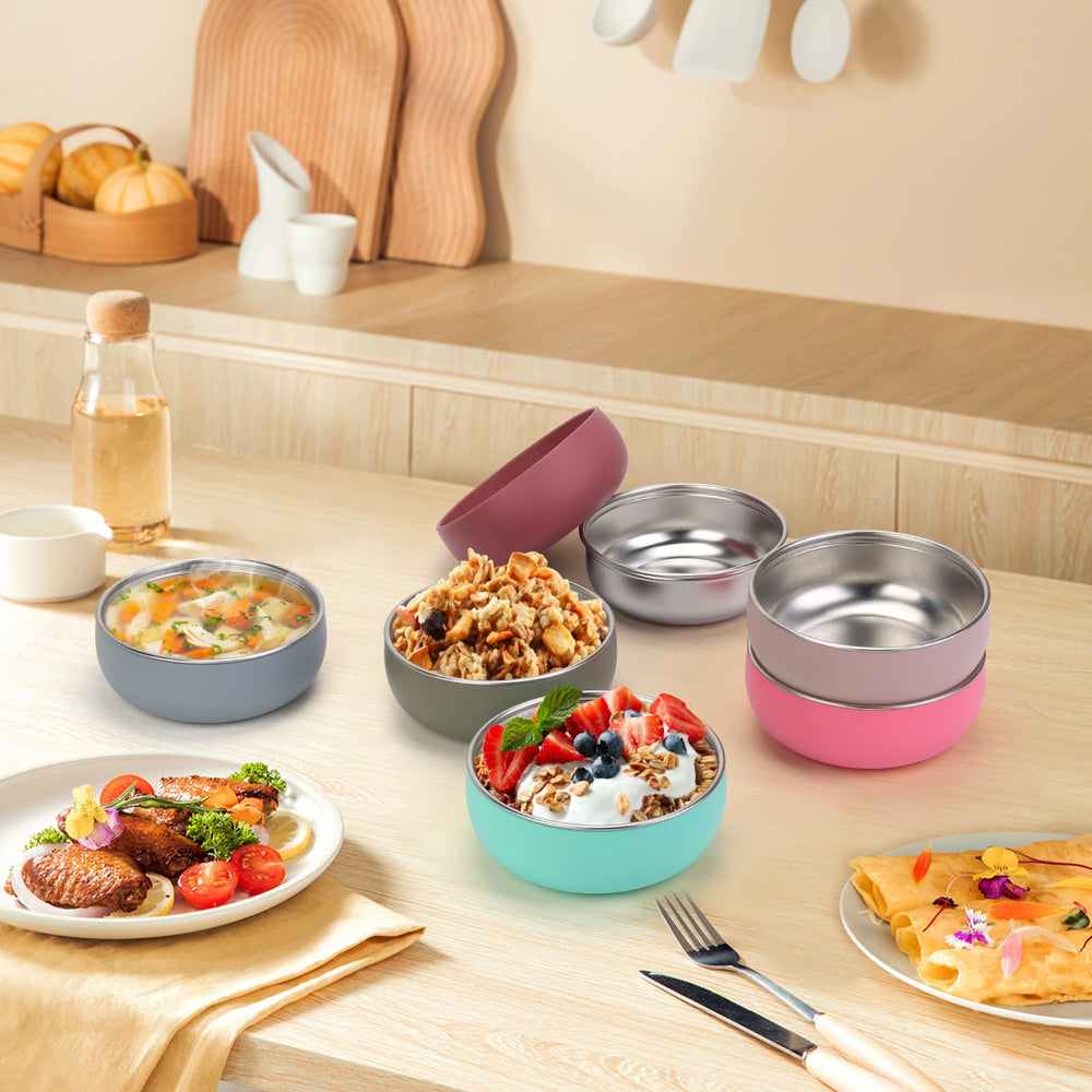 ShineMe SUS304 stainless steel bowls resist stains and odors for easy clean-up