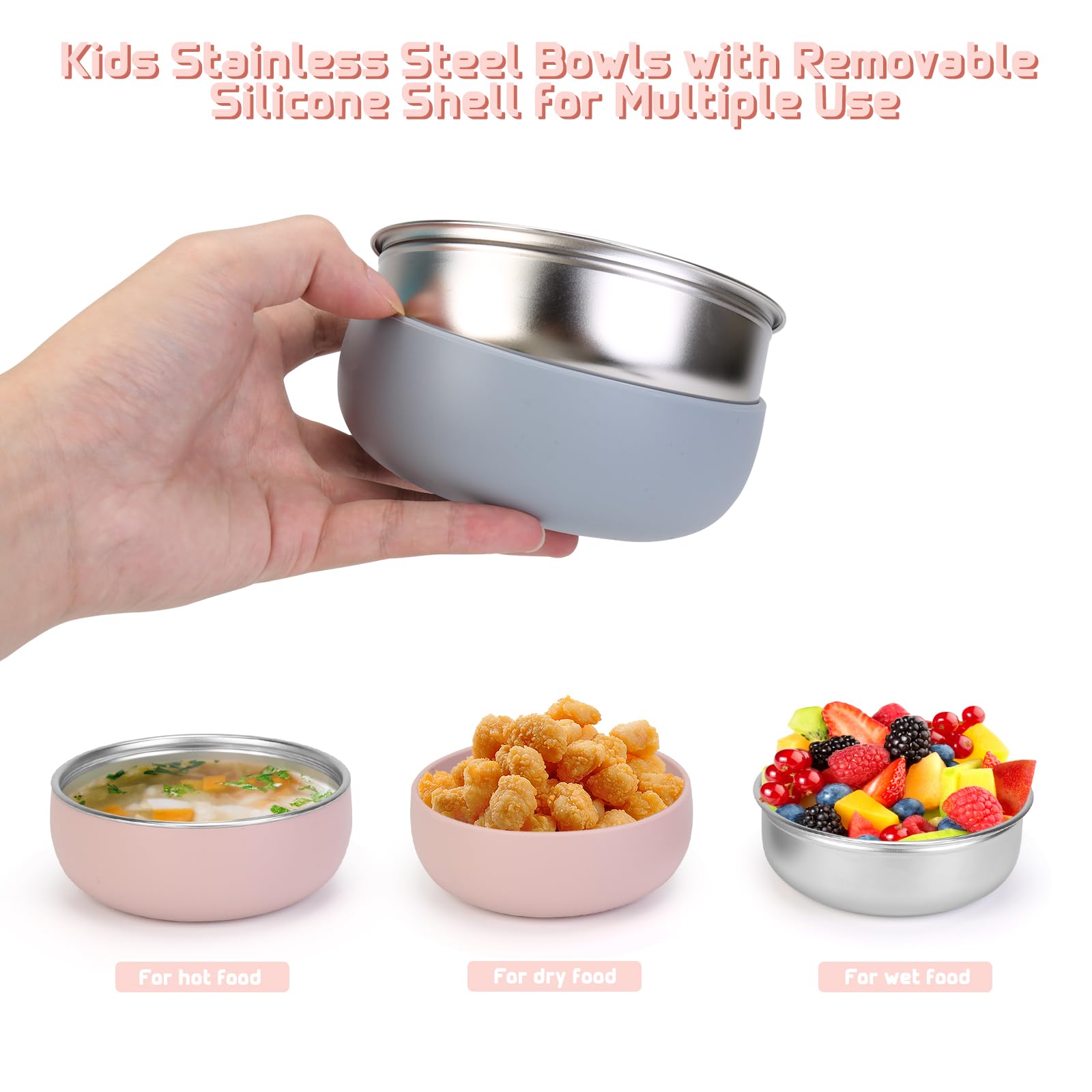 ShineMe bowls with two colorful silicone sleeves in a two-pack