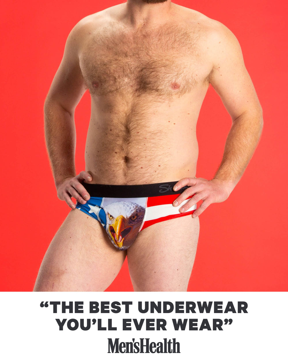 Bulge-enhancing pouch depicted with a secure, comfortable fit
