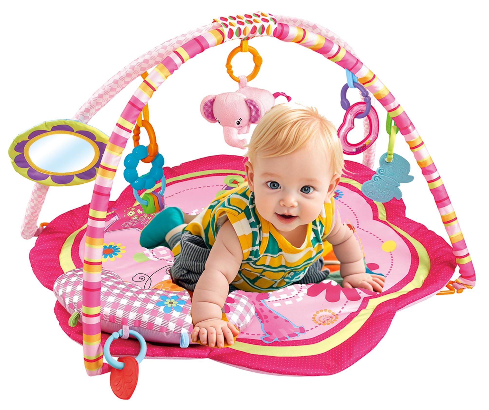 SHINING CROWN by EMILYSTORES pink elephant plush and mirror toys spark visual tracking