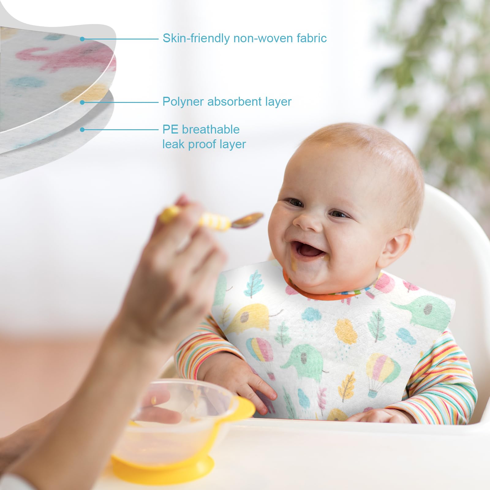 Shinymoon animal-pattern disposable bibs with cute designs for toddlers.