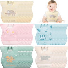 Shinymoon disposable baby bibs travel pack with colorful patterns for mess-free outings