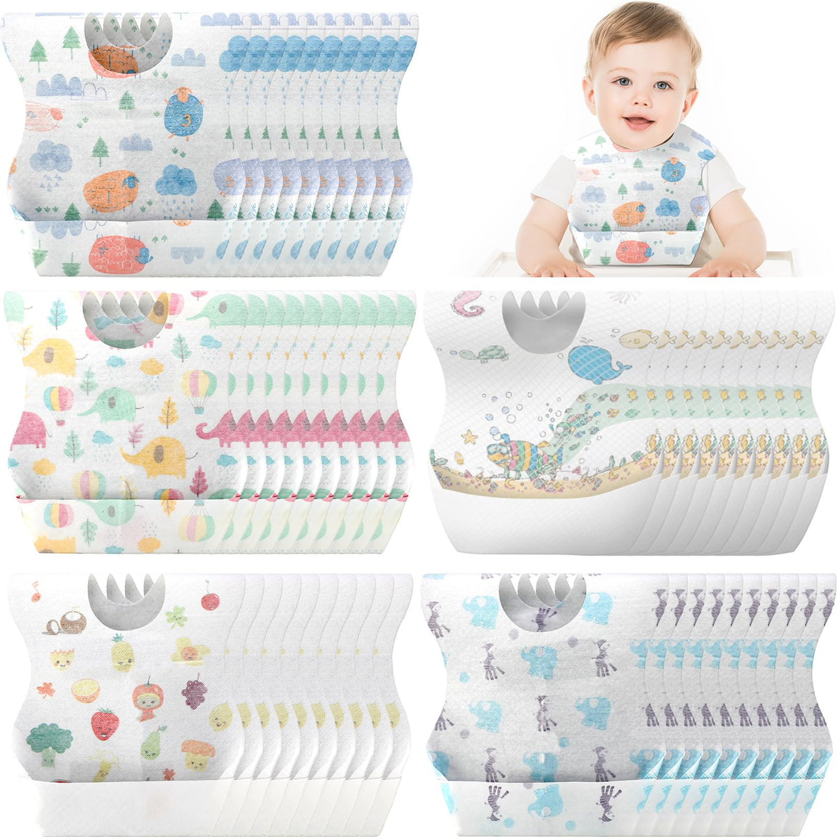 Shinymoon disposable baby bibs travel pack: convenient, mess-free meals on the go.