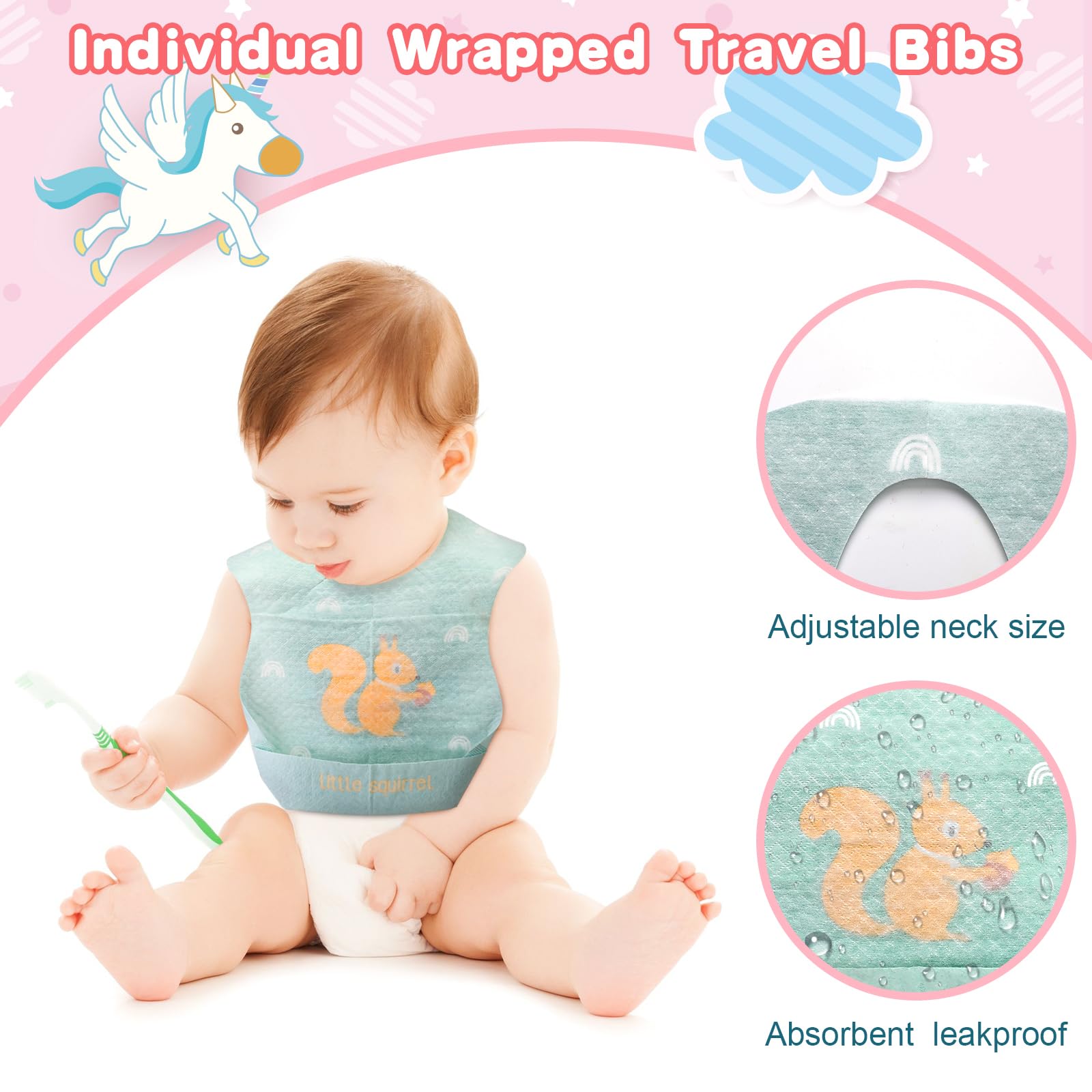 Shinymoon waterproof baby bib with a large pocket to prevent spills during meals