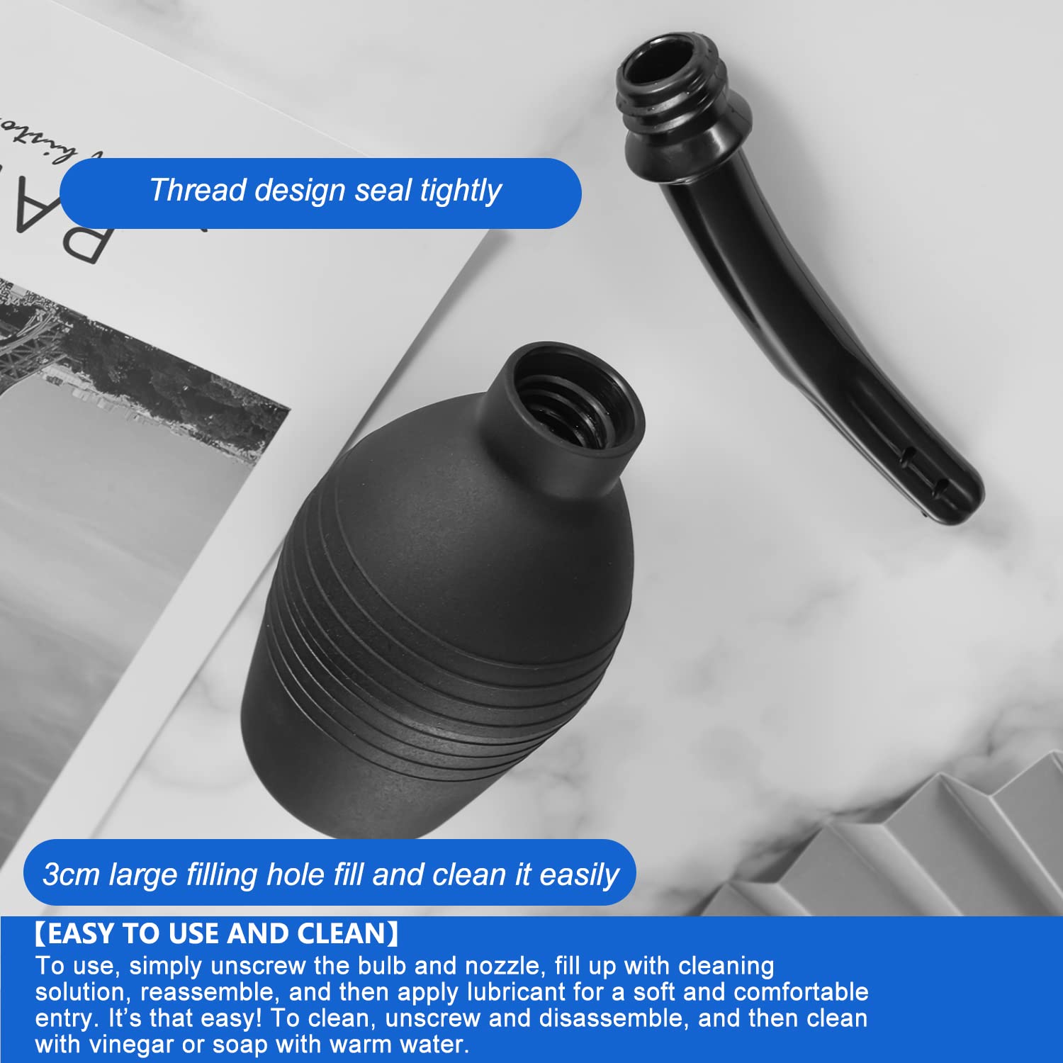 Shishuyu easy-clean enema bulb helps rinse with vinegar or soap after use.