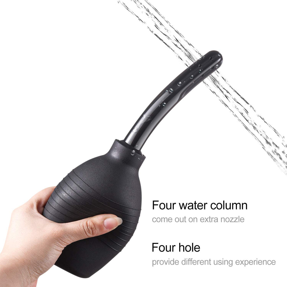 Shishuyu enema bulb nozzle and cap for comfortable entry and secure assembly.