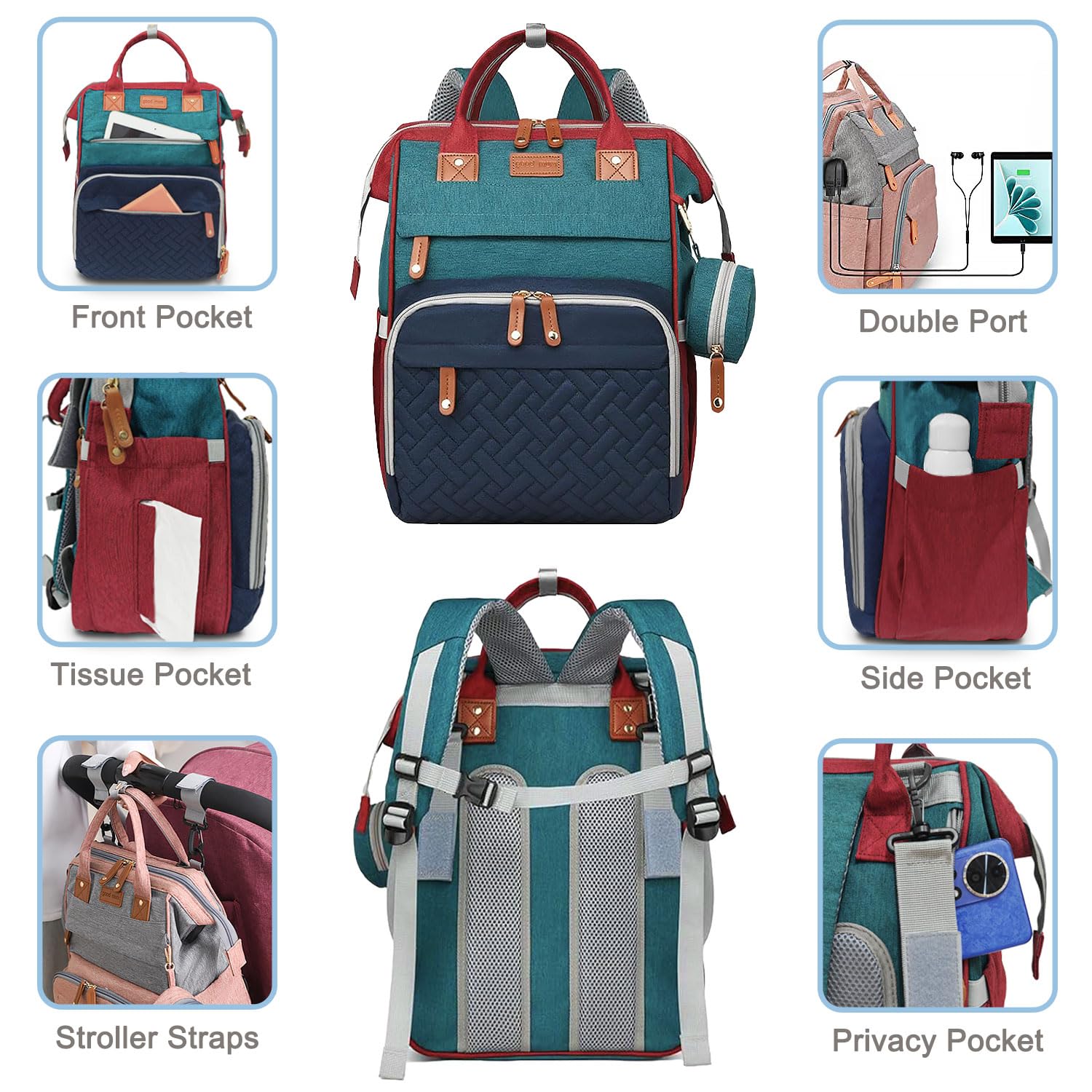 SHITIESHOU diaper bag backpack insulated bottle pockets keep drinks warm on busy days.