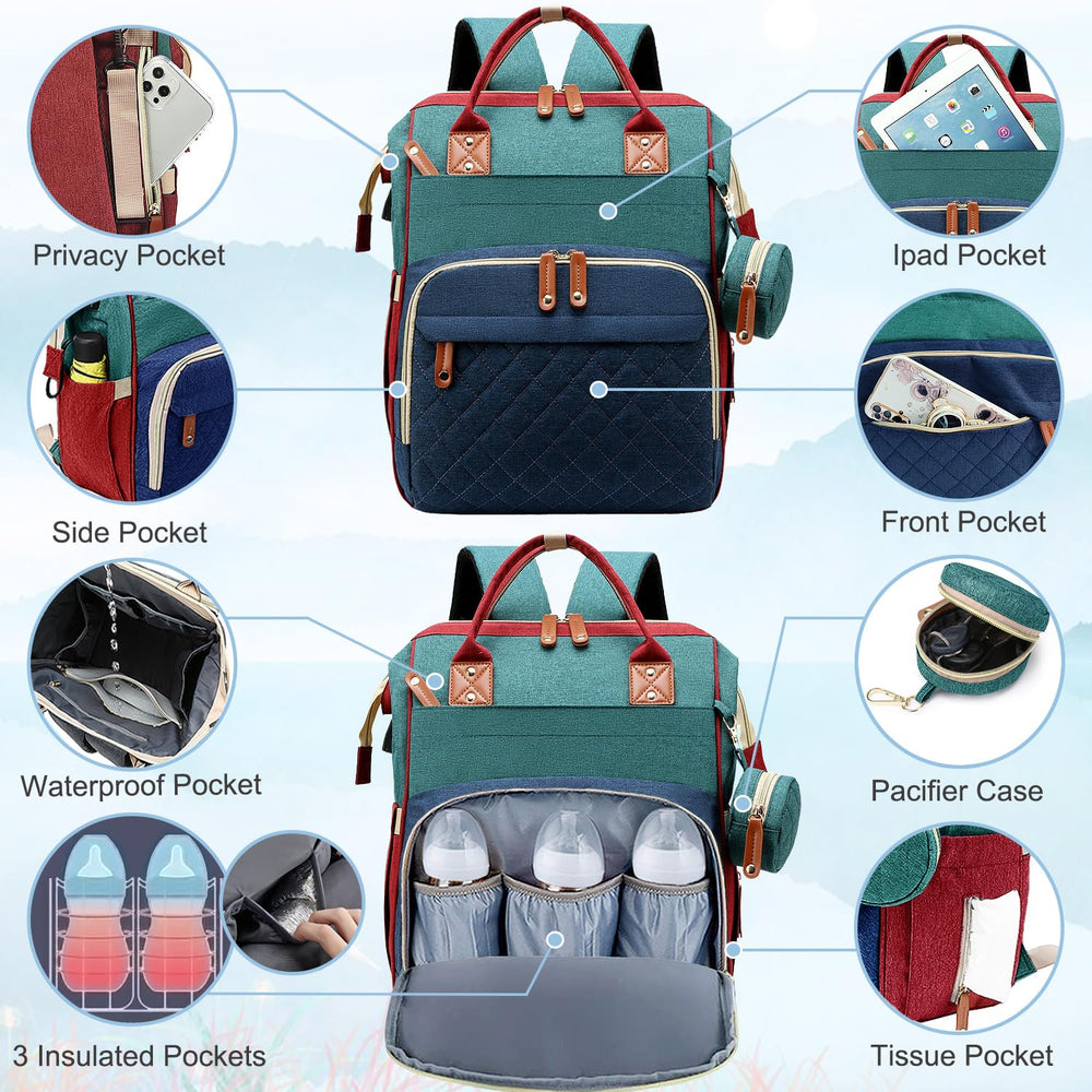 SHITIESHOU diaper bag backpack insulated bottle pockets keep milk or formula warm or cool.