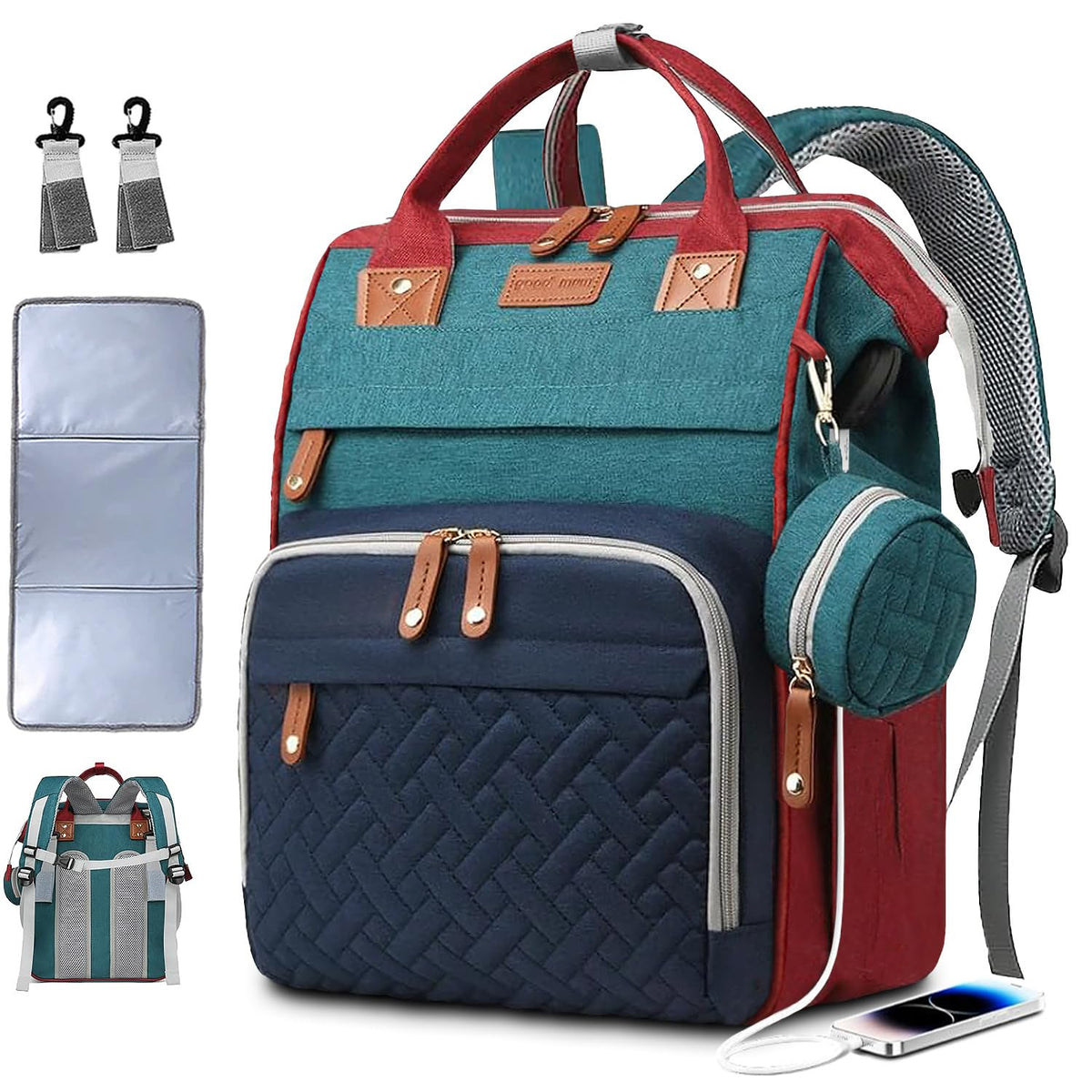 SHITIESHOU diaper bag backpack overall design for effortless on-the-go organization.