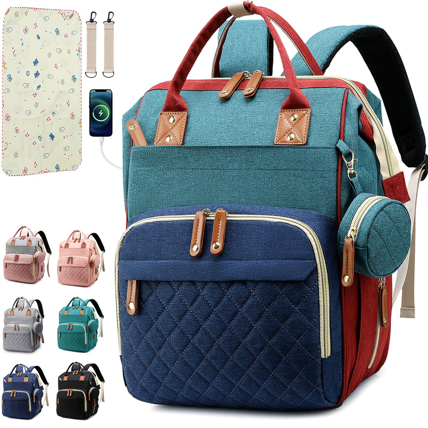 SHITIESHOU diaper bag backpack overview showing spacious storage for travel and daily outings.