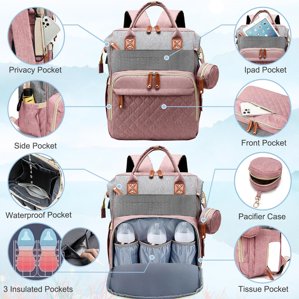 SHITIESHOU diaper bag backpack pacifier case included for quick pacifier access