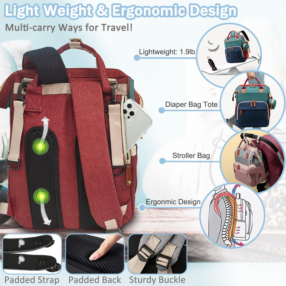 SHITIESHOU diaper bag backpack stroller straps attach securely for hands free travel.