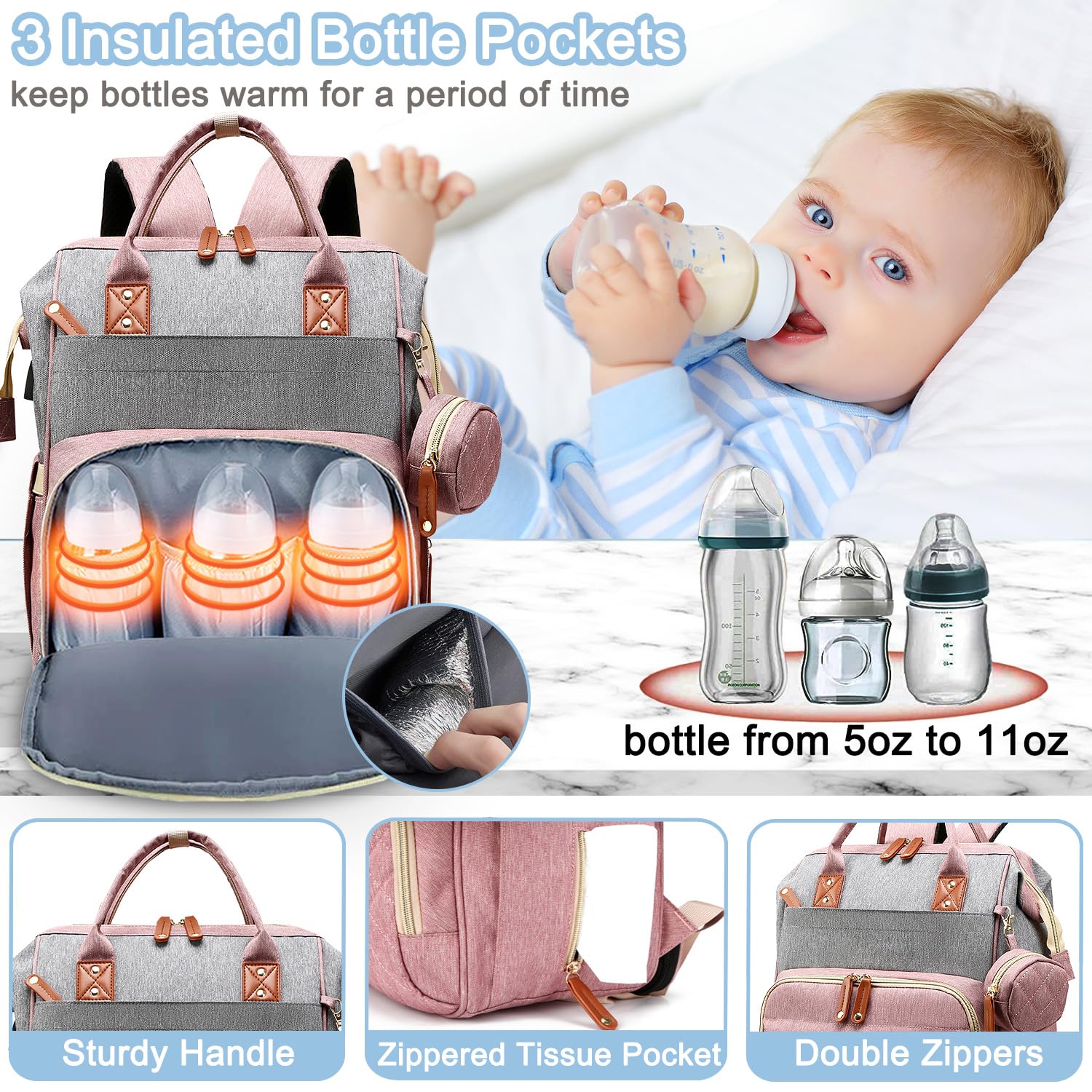 SHITIESHOU diaper bag backpack stroller straps enable hands-free outings