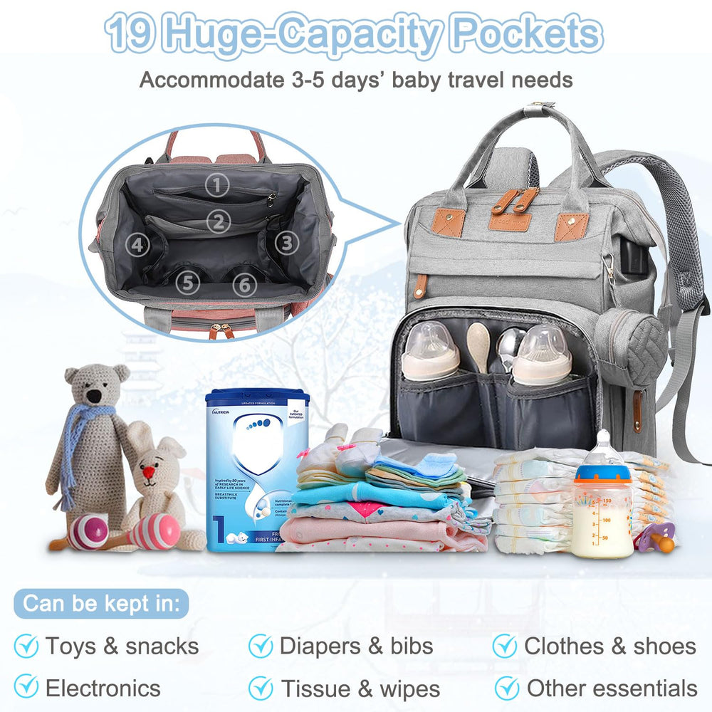 SHITIESHOU diaper bag stroller straps secure bag while strolling.