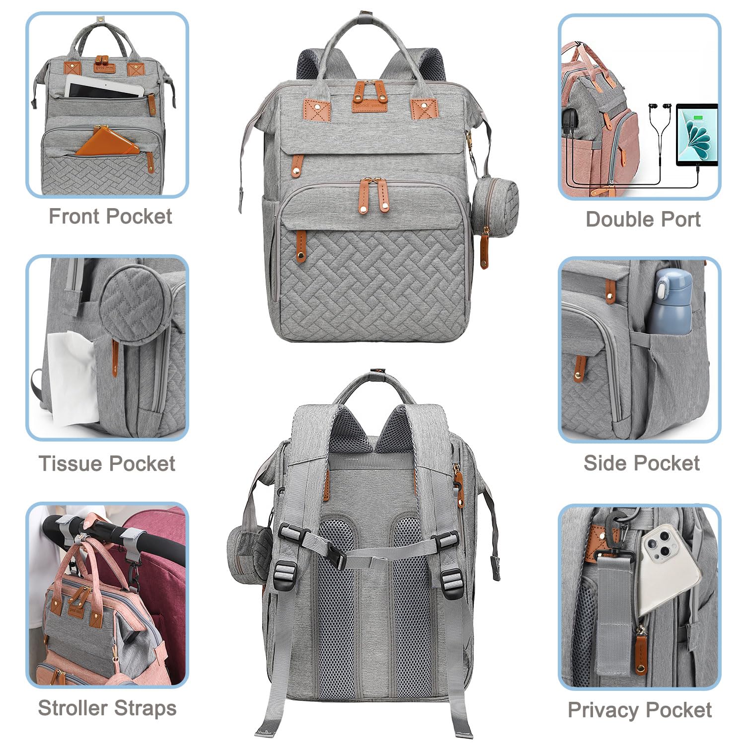 SHITIESHOU diaper bag waterproof changing pad ready for quick changes.