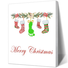 SHLINCO handprint keepsake kit canvas showing baby's first Christmas on canvas