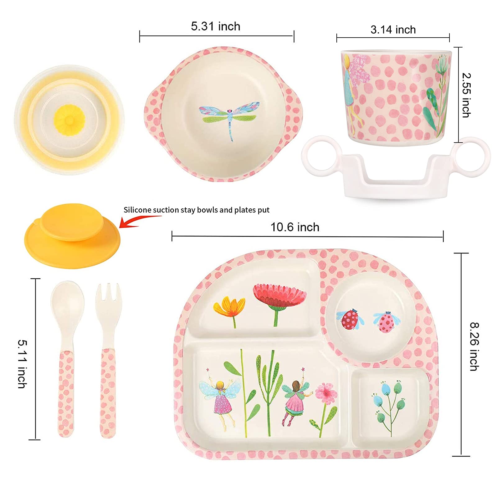 shopwithgreen bamboo kids dinnerware bowl with bright colors for easier scooping and mess reduction