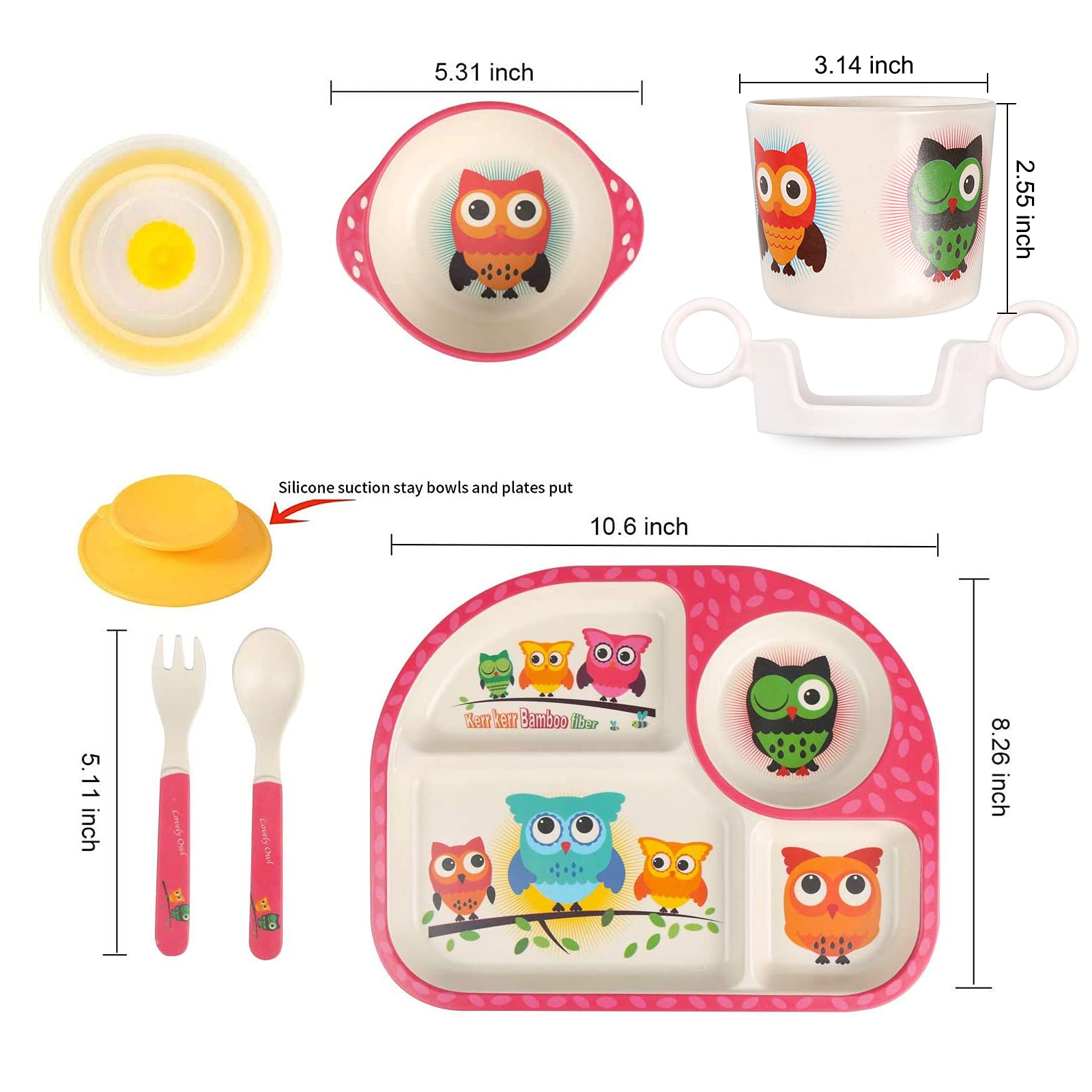 ShopWithGreen bamboo kids dinnerware bowl with bright colors