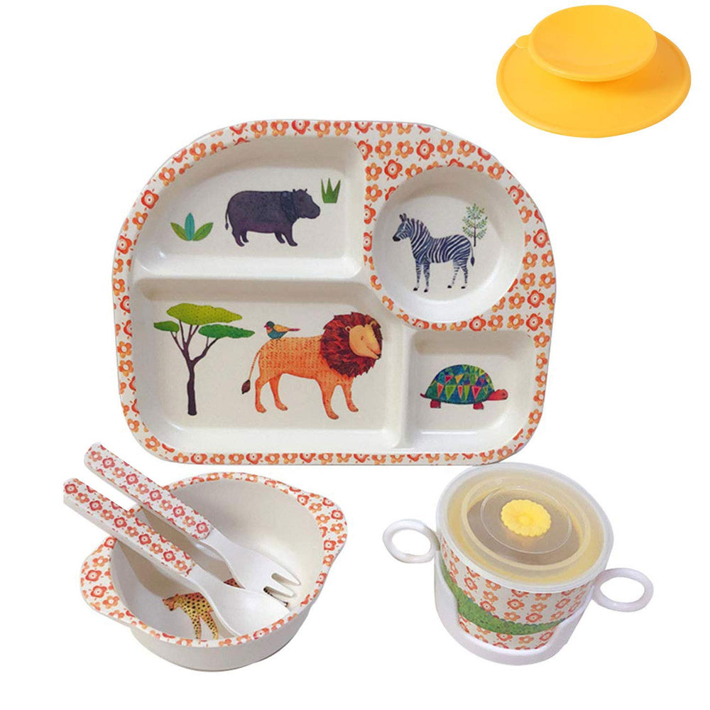 shopwithgreen bamboo kids dinnerware plate for safe, eco-friendly meals