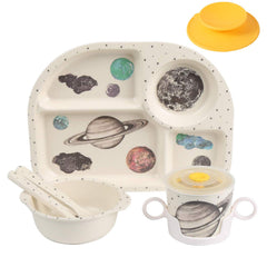 Shopwithgreen bamboo kids dinnerware plate with playful cartoons for mess-free meals.