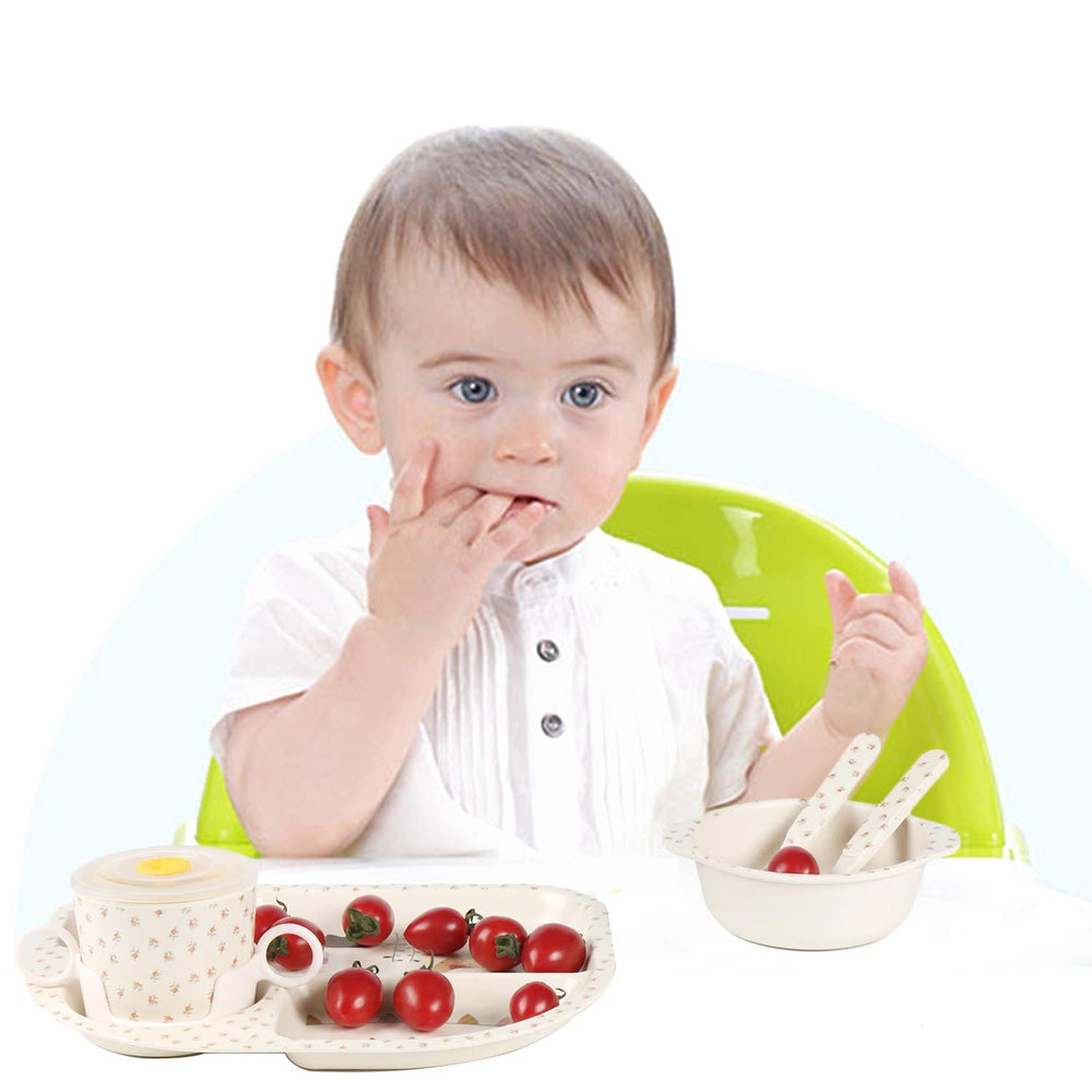 Shopwithgreen cartoon-colored dinnerware set to engage children at mealtime