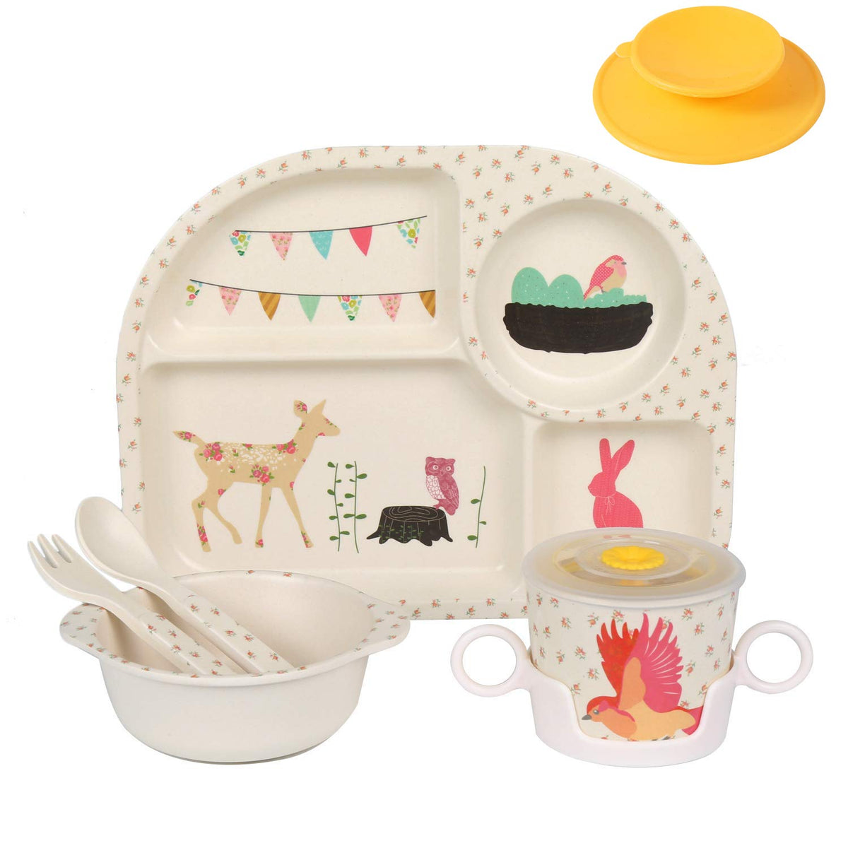 Shopwithgreen bamboo kids dinnerware plate in bright colors for easy mealtime