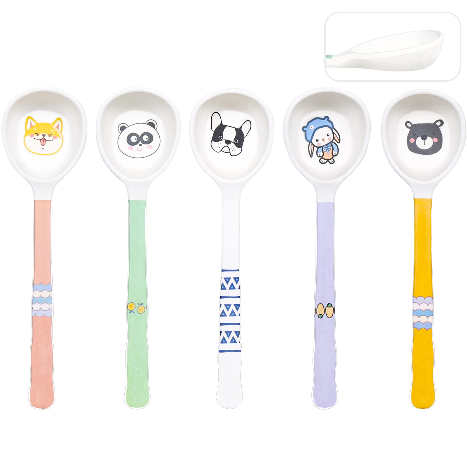 Shopwithgreen bamboo kids spoons pattern 1 for easy porridge scooping