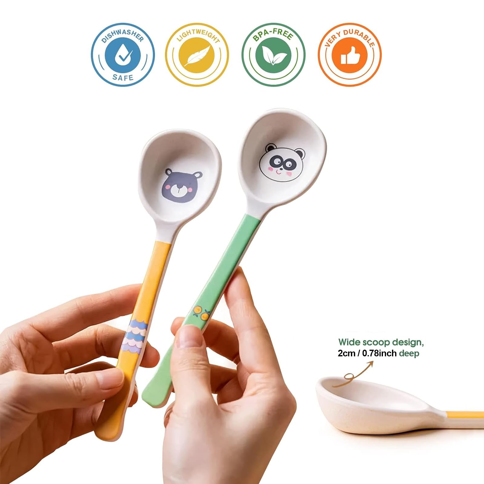 Shopwithgreen bamboo kids spoons pattern 2 deep bowls for soups