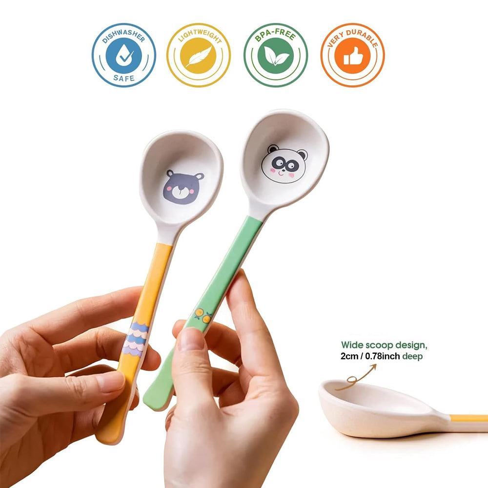 Shopwithgreen bamboo kids spoons pattern 2 deep bowls for soups