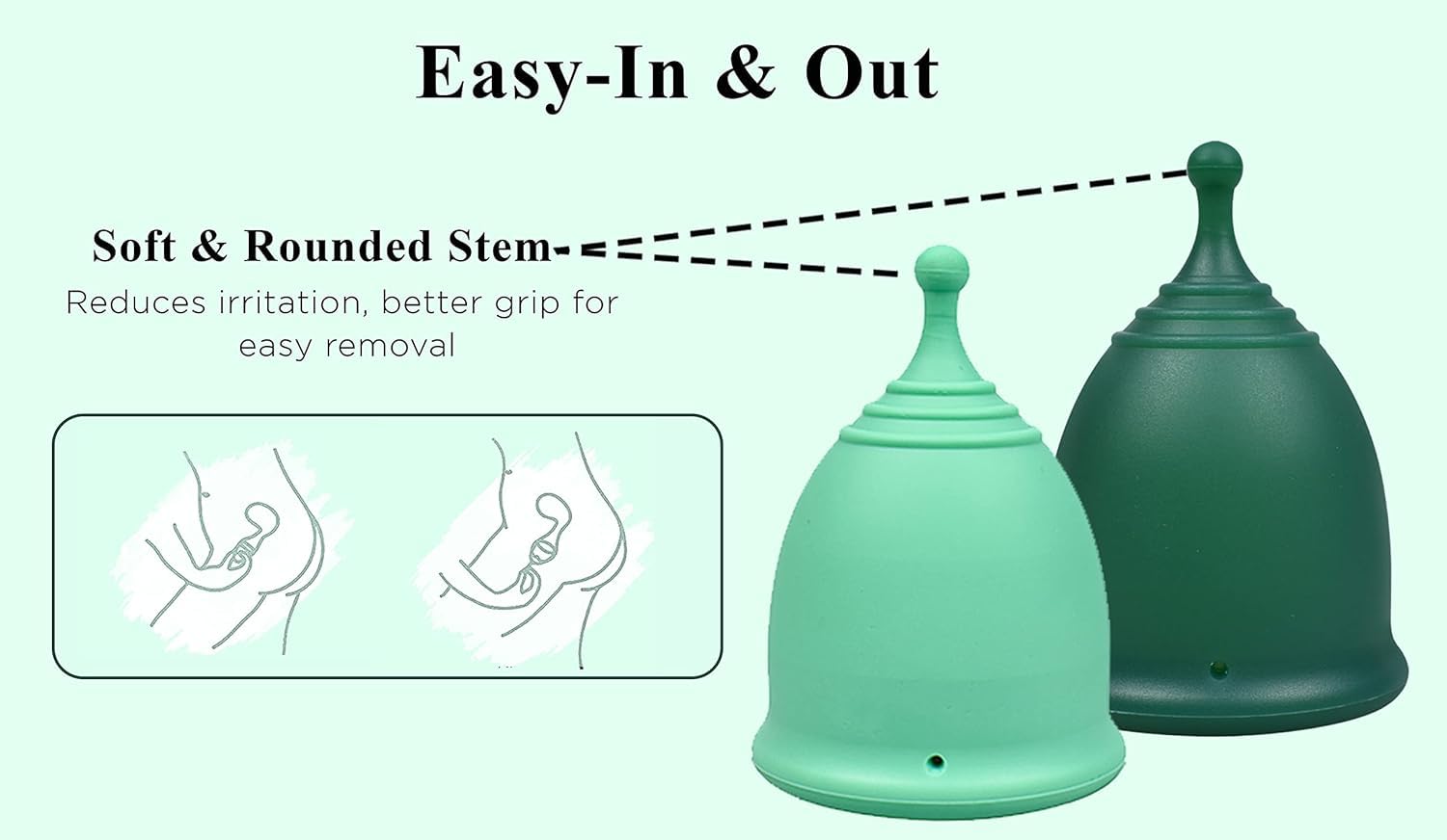 SHORDY small cup being inserted for smooth daily use