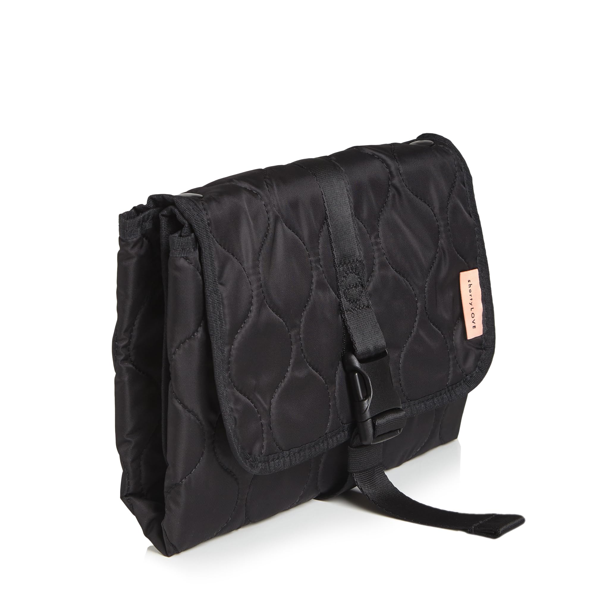 shorty-love changing pad with wings open showing expanded storage.